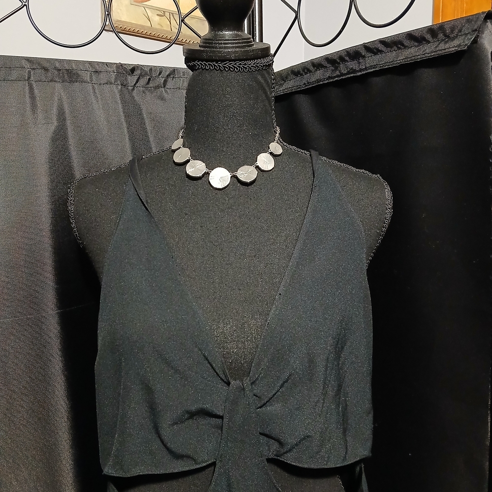 Abercrombie & Fitch Black Cutout Dress Women's Size Large Sleeveless Goth - Picture 3 of 10